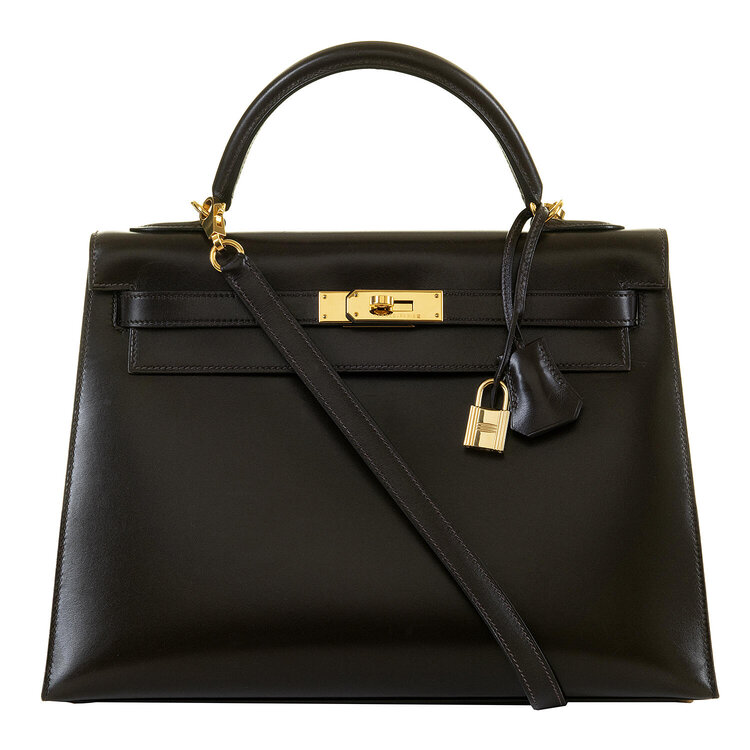 Very beautiful Hermès KELLY CLUTCH Bag Black, Evergrain Leather ref.178164  - Joli Closet