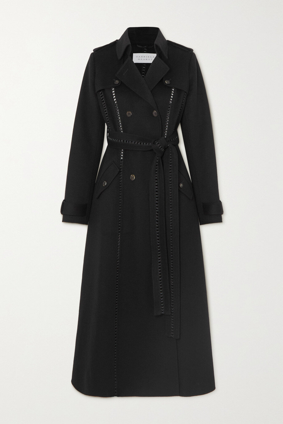 Gabriela Hearst Franz Belted Leather-Trimmed Trench Coat in Black — UFO ...