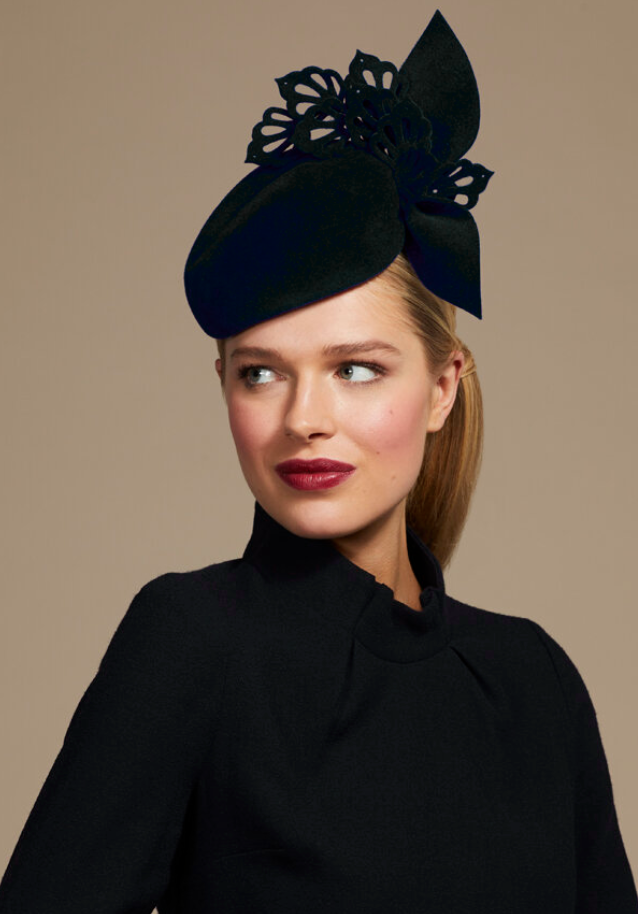 Juliette Botterill Bow Felt Percher Hat in Black