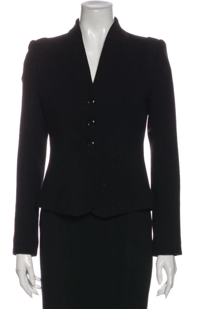 Armani Collezioni Pleat Detail Tailored Jacket in Black