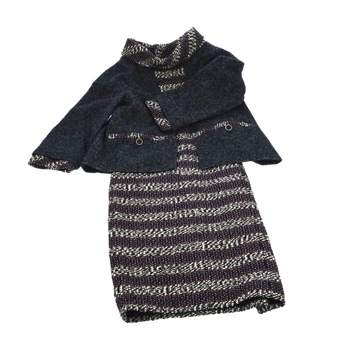 Chanel Contrast Layered Wool Dress