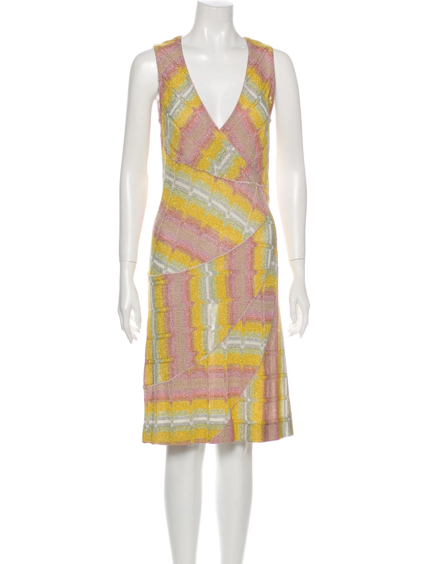 Missoni Glitter Accents Sleeveless Printed Dress in Yellow