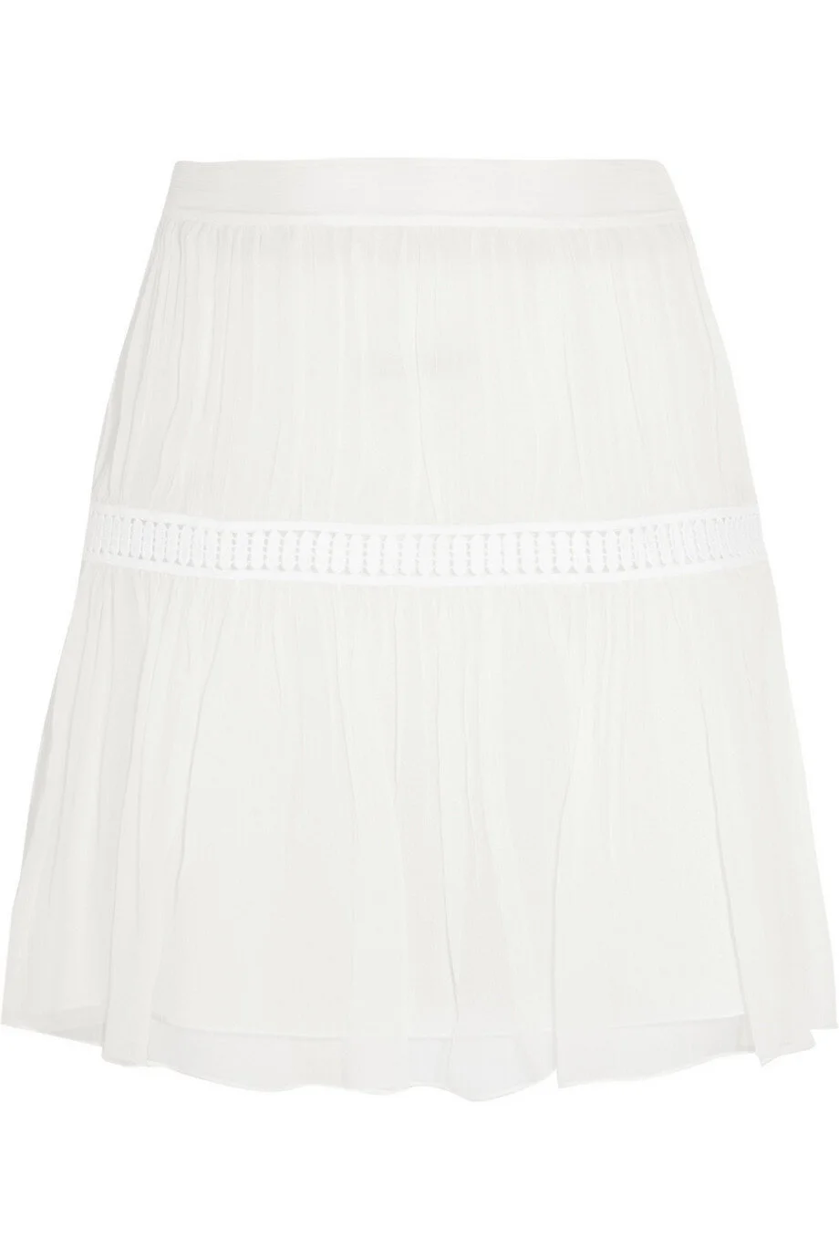 Chloé Guipure Lace-trimmed Mini Skirt in Off-White