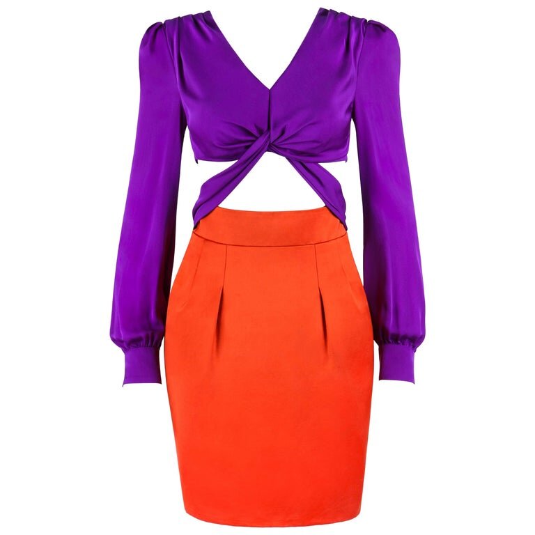 Gucci Colourblock Knotted Midriff Cutout Dress.jpg