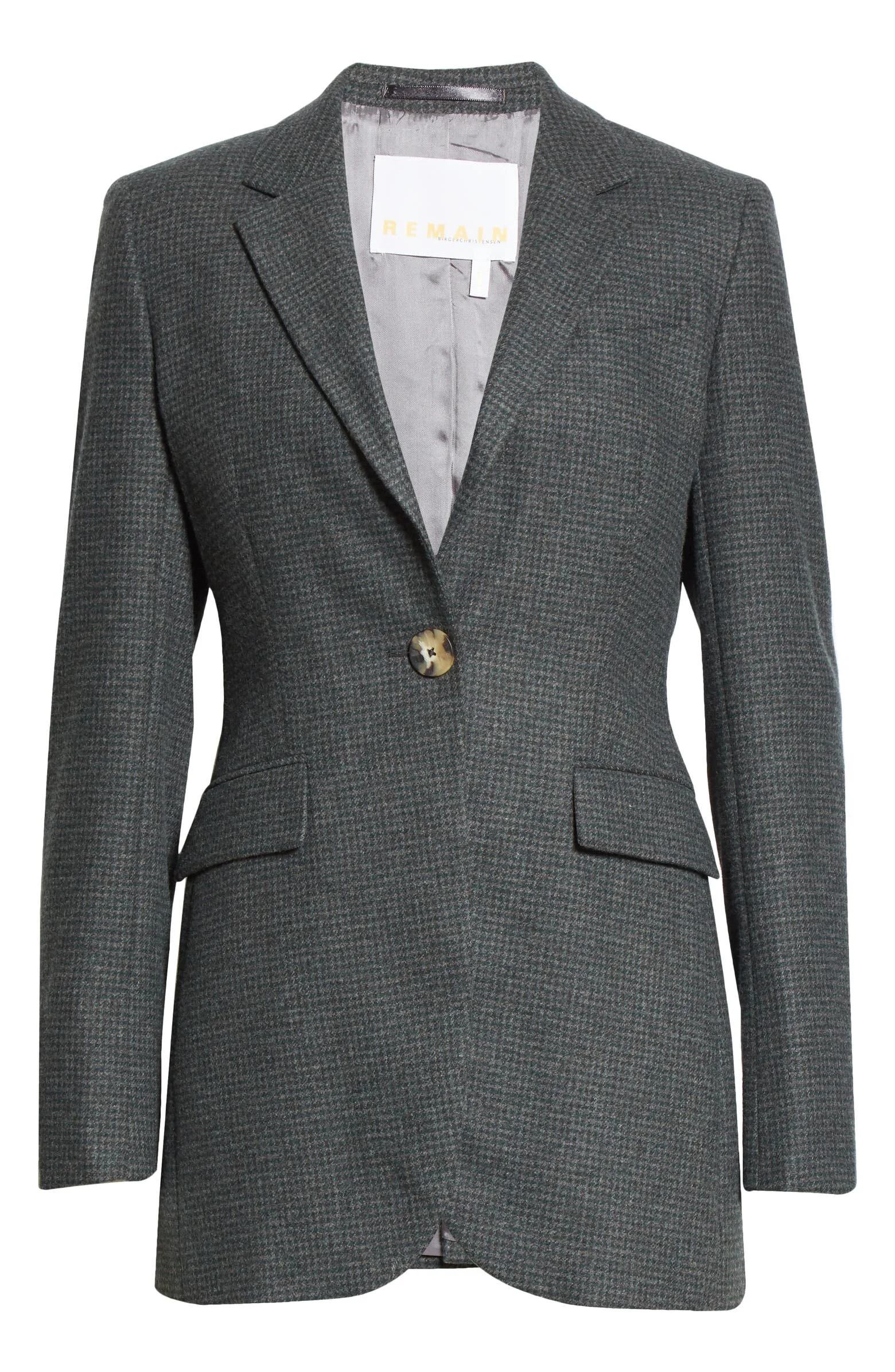 Remain Birger Christensen Tyron Wool Blend Blazer in Green Gables Comb