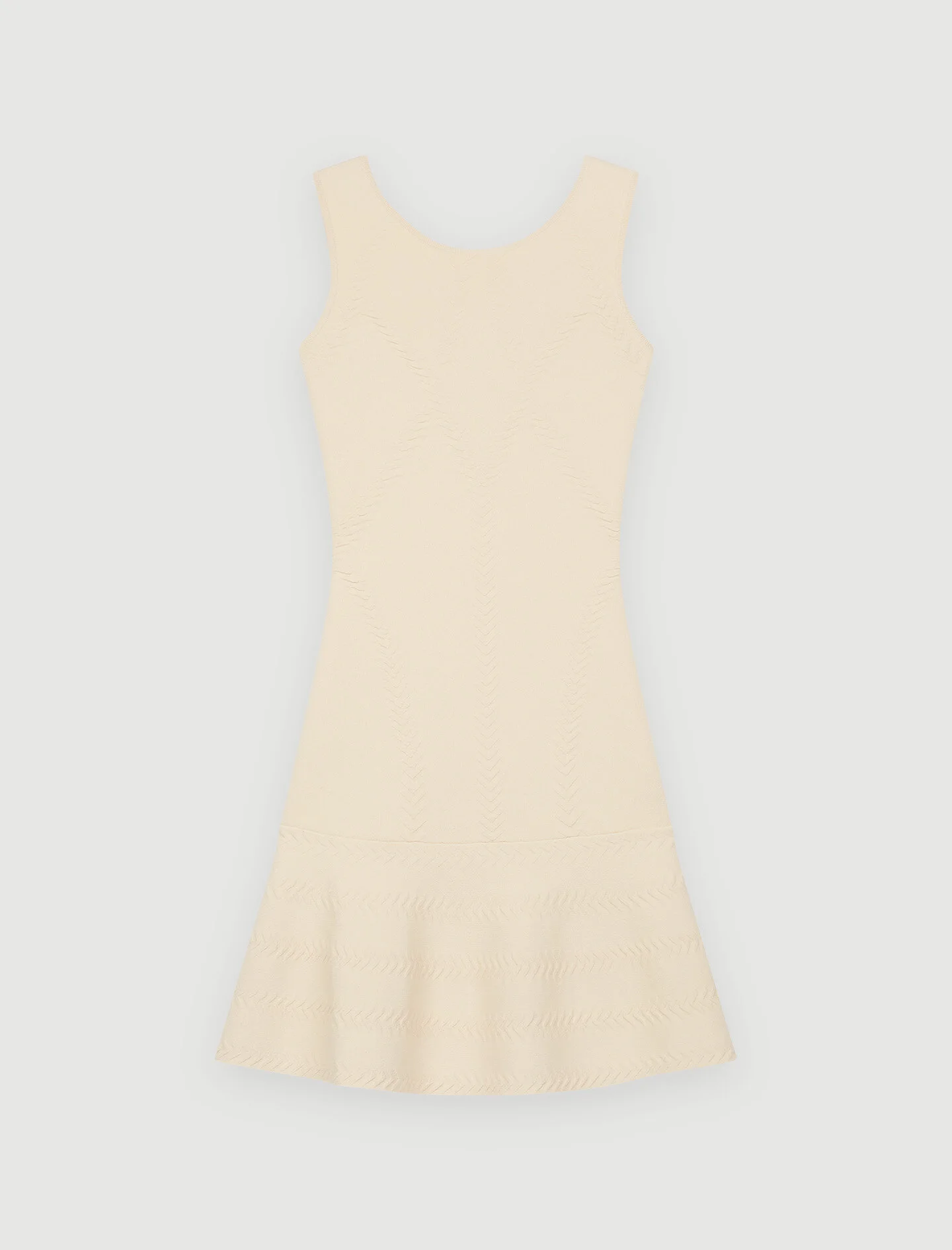 Maje Fine Knit Jacquard Dress in Beige