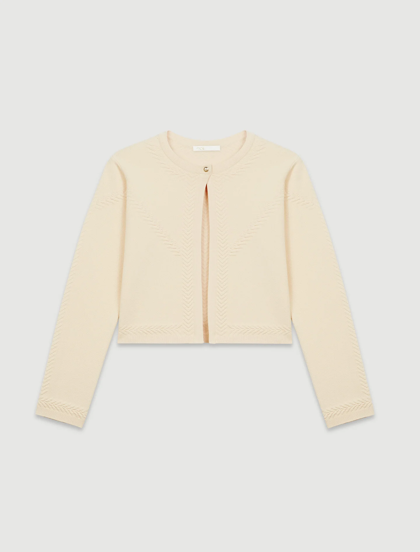 Maje Fine Knit Jacquard Cardigan in Beige