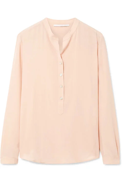 Stella McCartney Eva Silk Crepe de Chine Blouse in Blush Pink