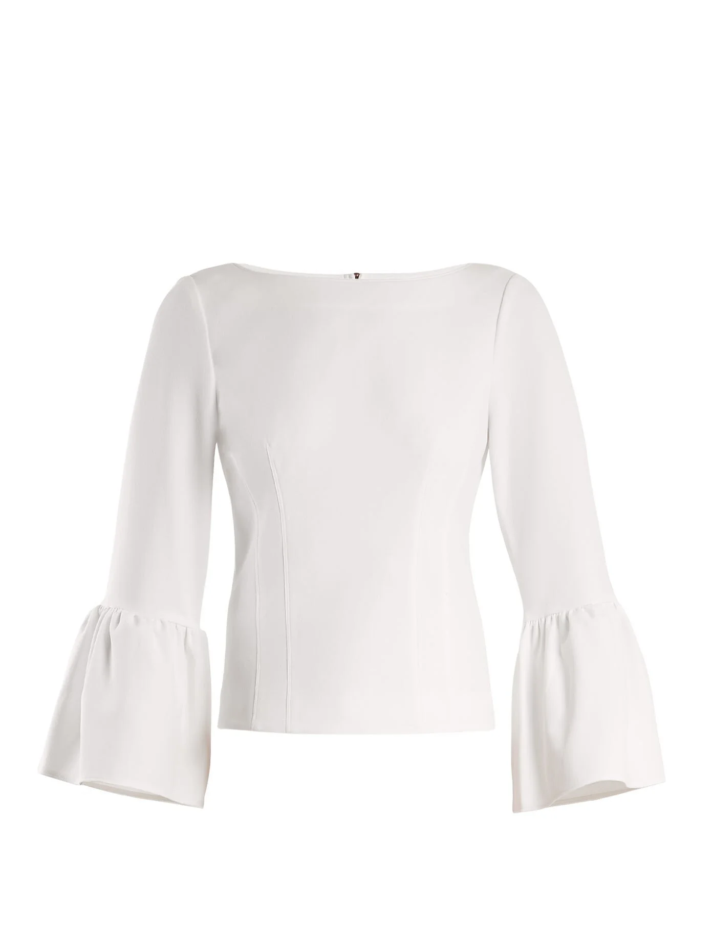 Tibi Bell-cuff Contoured Crepe Top in White