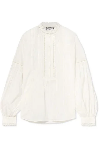 Paul & Joe Lace-trimmed Cotton-voile Blouse in White