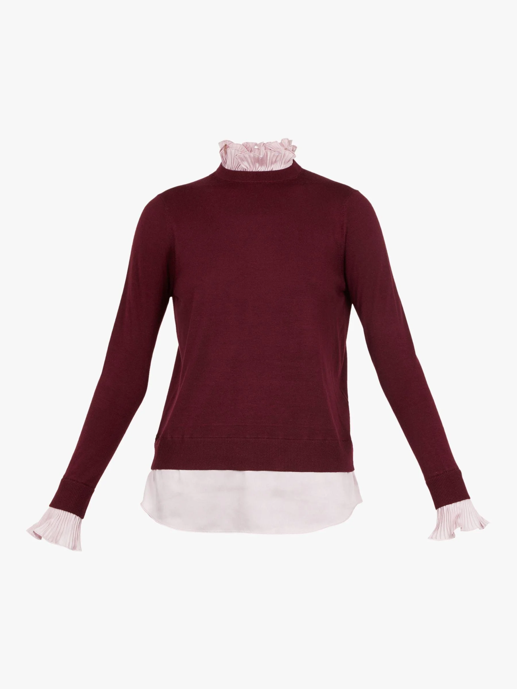 Ted Baker Kaarina Frill Collar Jumper in Bordeaux