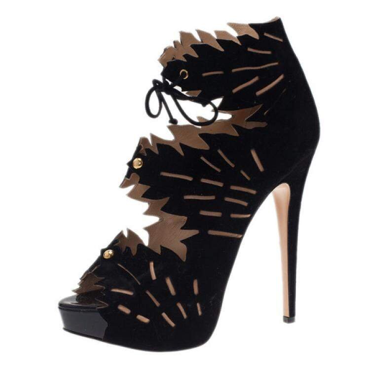 Charlotte Olympia Eve Leaf Sandals in Black Suede.jpg