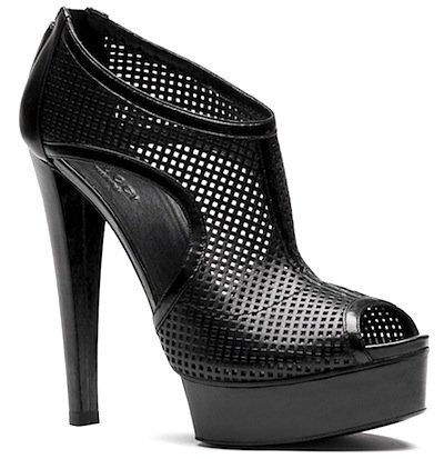 Gucci Kim Perforated Platform Open-Toe Booties in Black — UFO No More