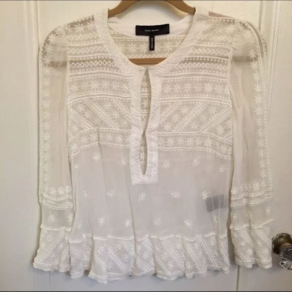 Isabel Marant Loria Embroidered Blouse in White