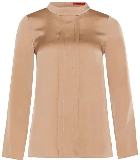 Hugo Boss Cilja-1 Silk-blend Blouse in Beige