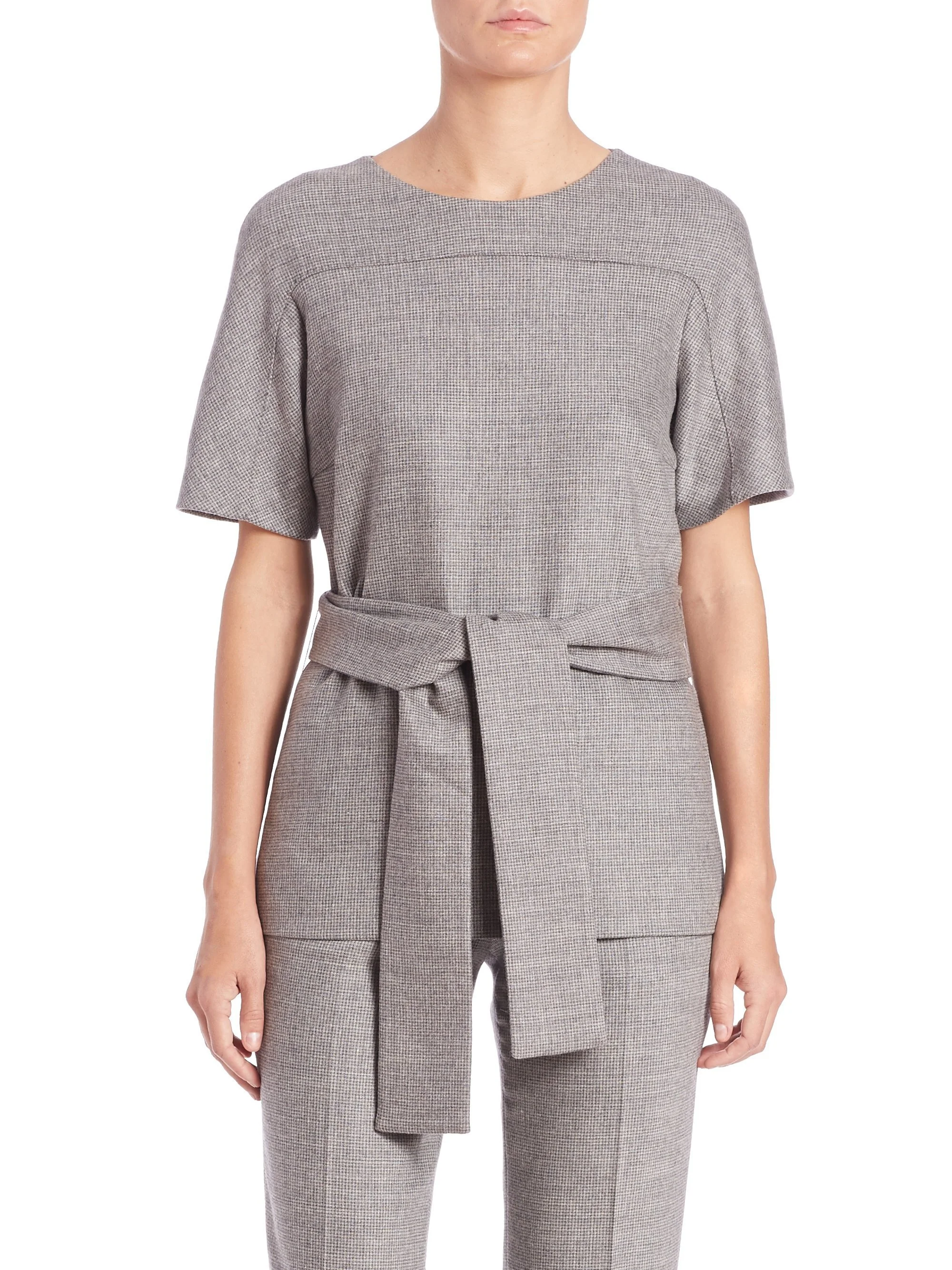 Hugo Boss Itoni Belted Top in Grey