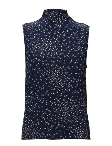 Ganni Sachi Silk Iris Dandelion Blouse in Navy