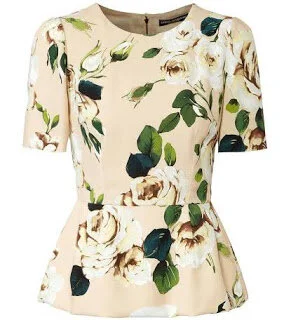 Dolce &amp; Gabbana Silk Rose Print Peplum Top