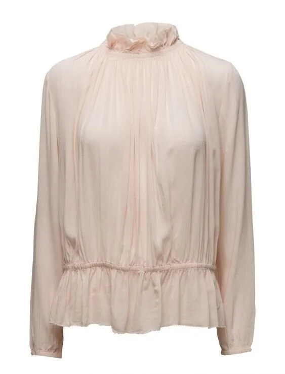 Ba&amp;Sh Jagger Blouse With Elasticated Collar in Nude