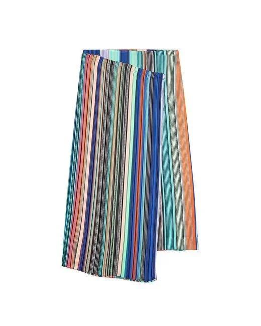 Diane von Furstenberg Stripe Asymmetrical Overlay Midi Skirt