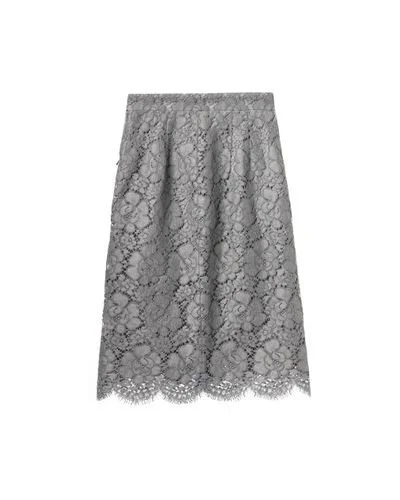 Dolce & Gabbana Macramé Lace Pencil Skirt in Grey