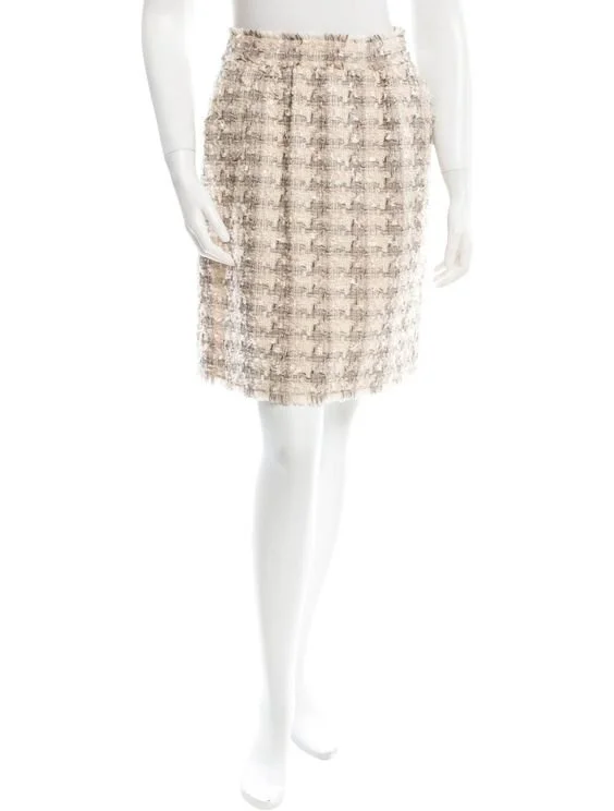 Dolce & Gabbana Tweed Knee-Length Skirt in Grey & Taupe