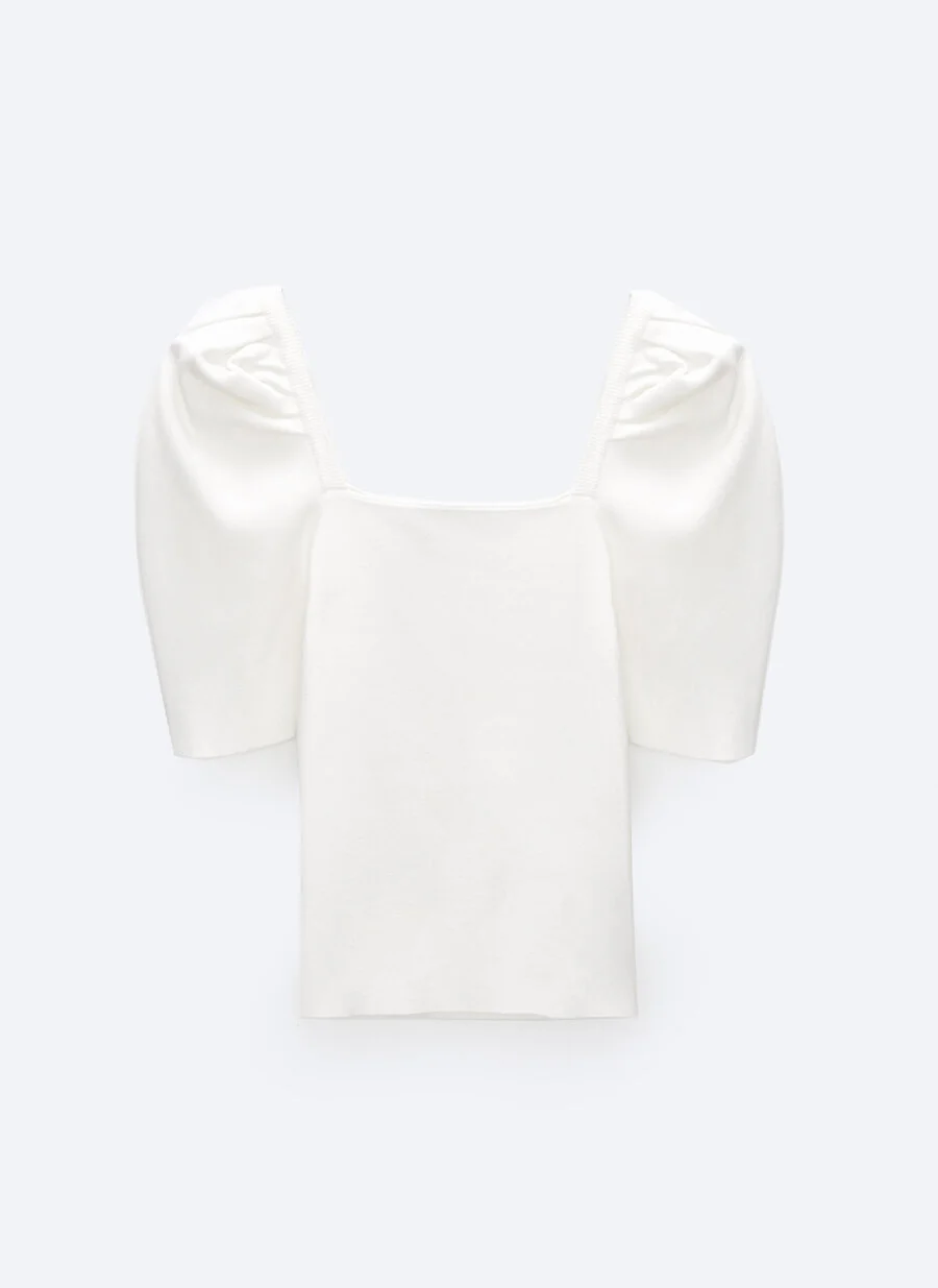 Uterque Square Neckline Sweater in White