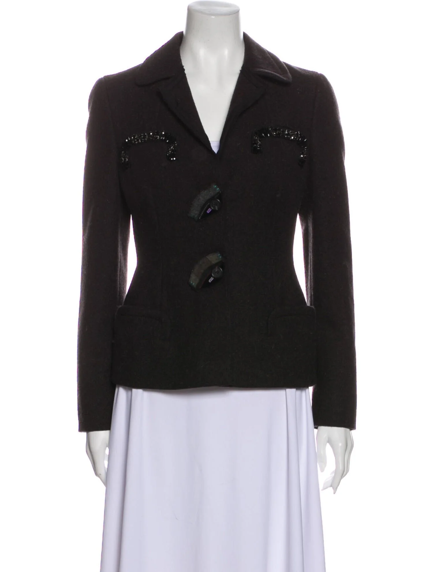 Prada Virgin Wool Embellished Blazer