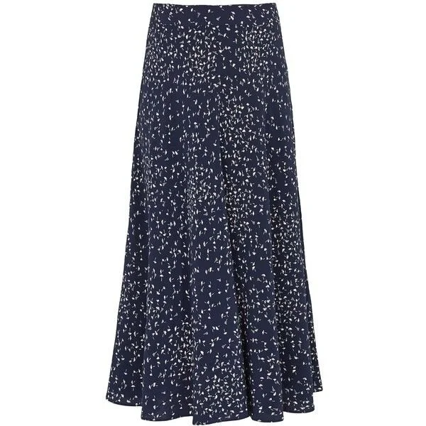 Ganni Sachi Silk Iris Dandelion Skirt in Navy