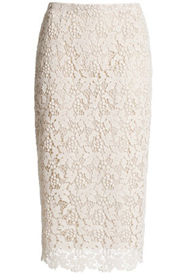 H&M Conscious Collection Lace Pencil Skirt in White — UFO No More