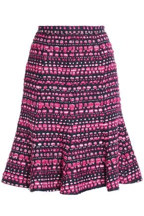 Oscar de la Renta Fluted Tweed Skirt