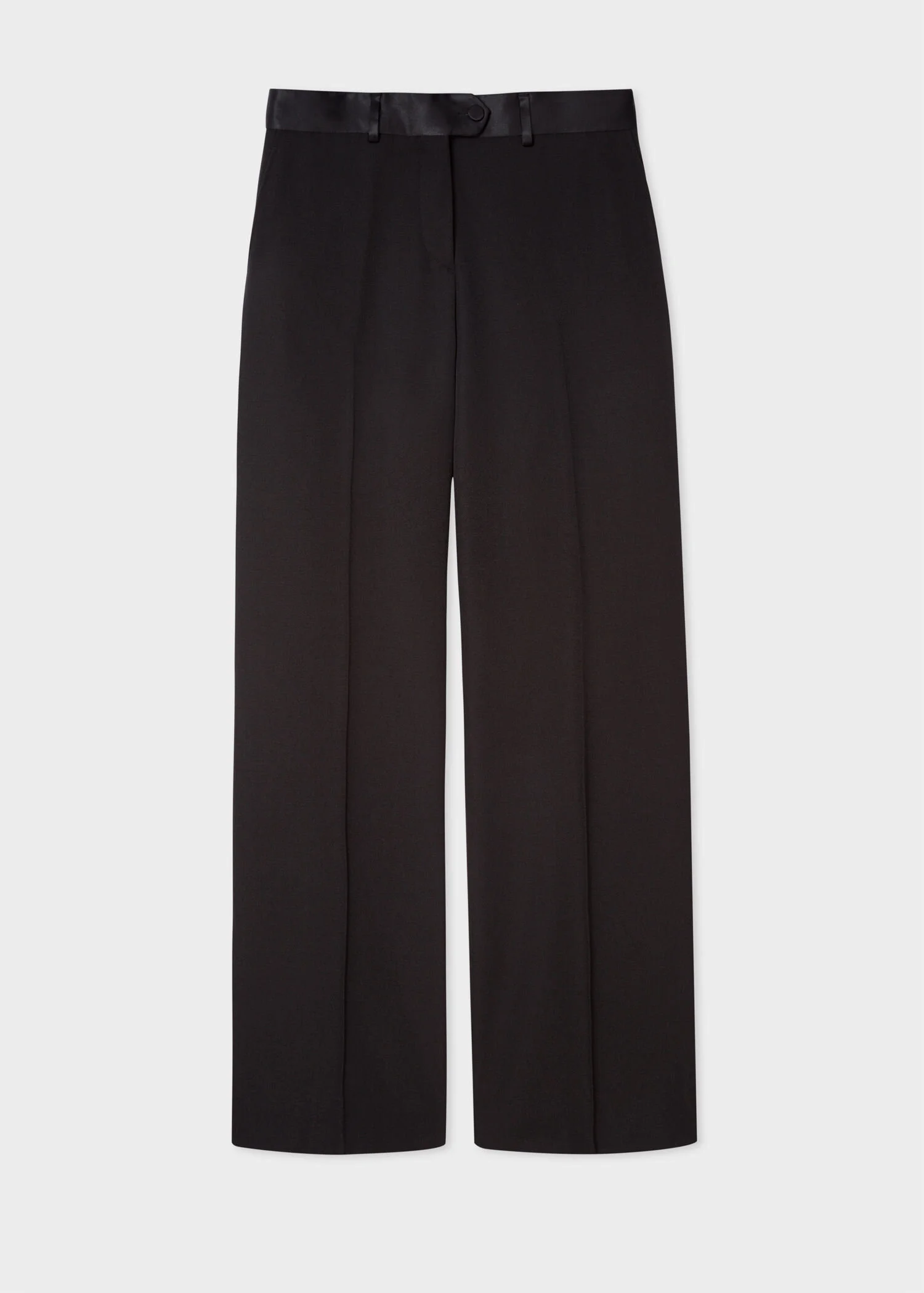 Paul Smith Parallel Leg Tuxedo Wool Trousers With Satin Details in Black