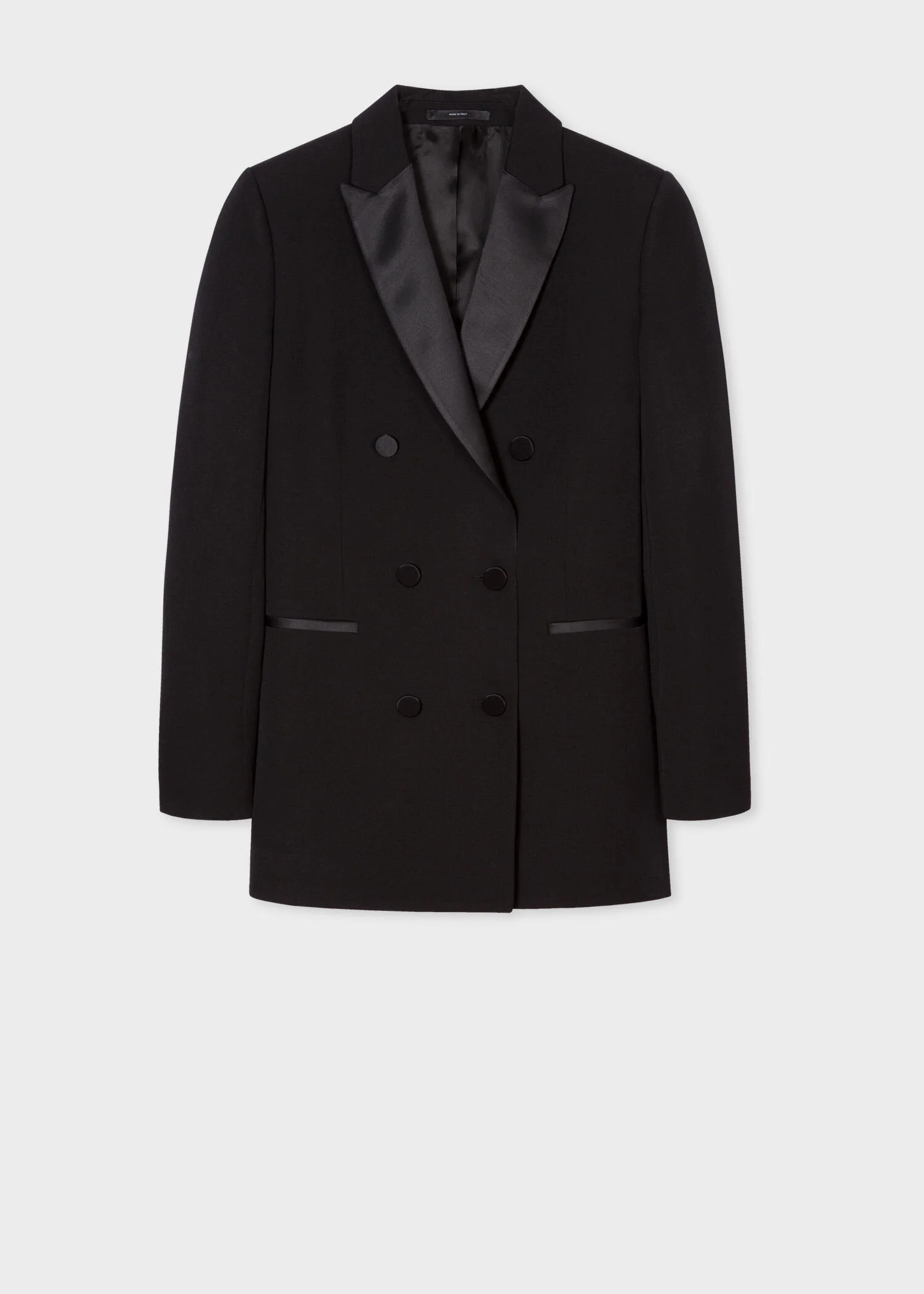 Paul Smith Double-Breasted Tuxedo Blazer With Satin Details in Black