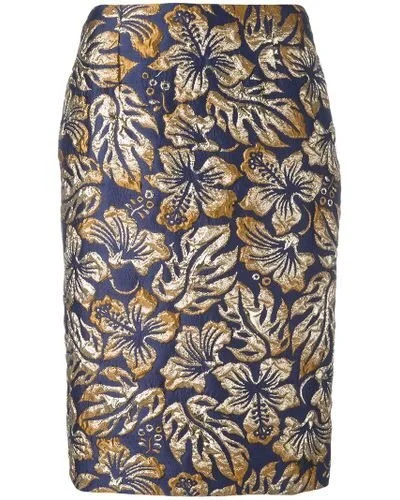 Prada Brocade Midi Skirt in Brown