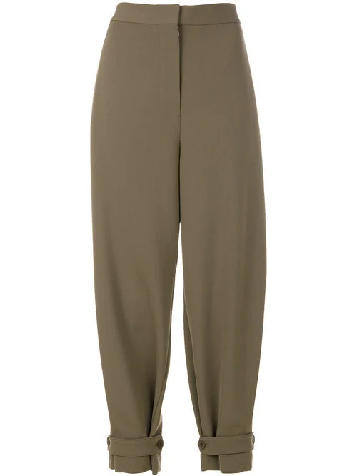 Stella McCartney Wool Cropped Trousers in Green
