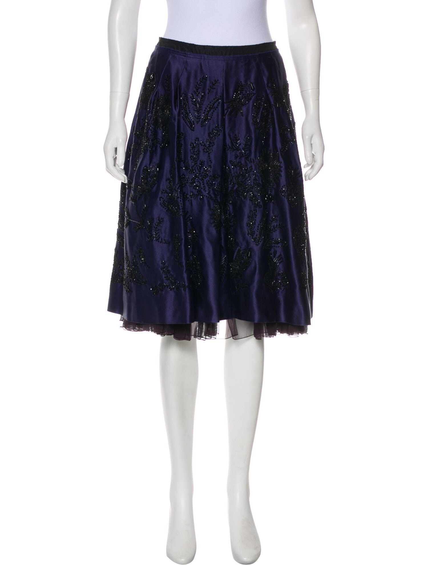 Prada Embellished Silk Skirt in Navy — UFO No More
