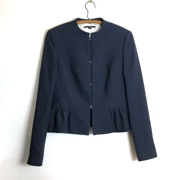 Hugo Boss Jeisa Textured Peplum Jacket in Navy