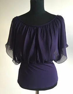 Alberta Ferretti Scoop Neck Short Sleeve Blouse in Purple