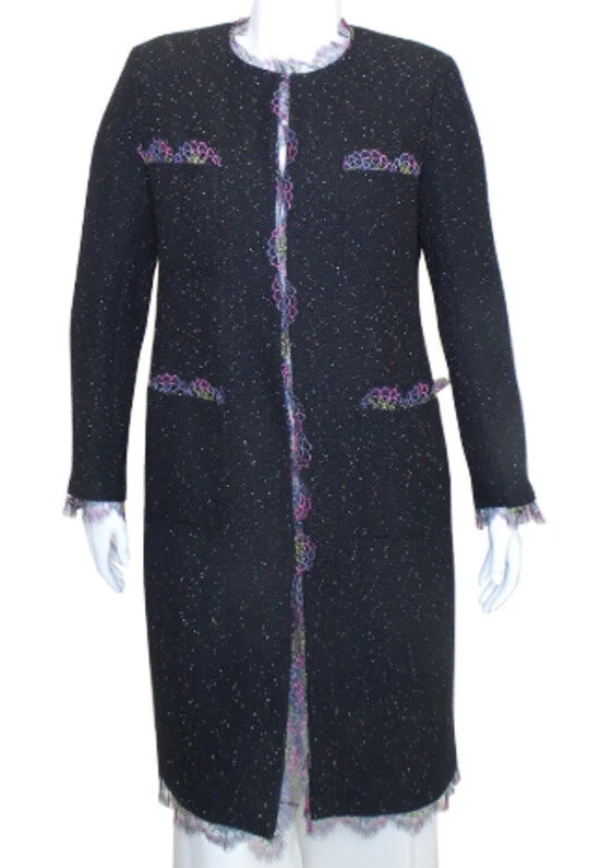 Chanel Lace-Trim Wool Coat