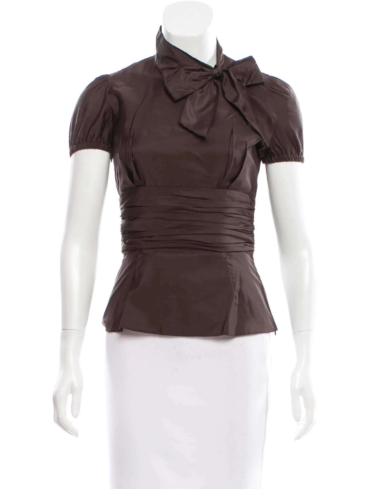 Prada Silk Tie-Accented Top