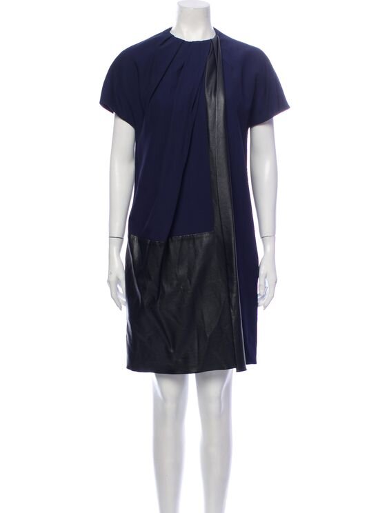 Céline Leather Combination Dress in Blue:Black.jpg