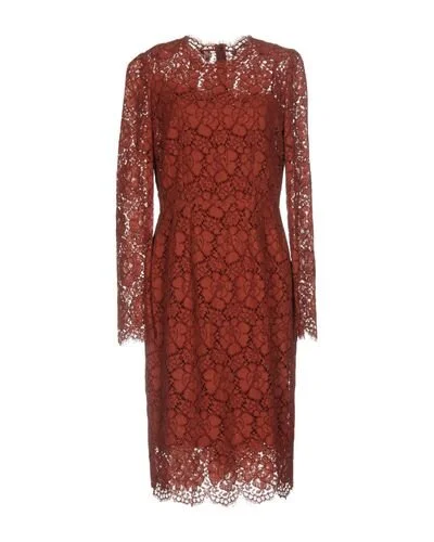 Dolce & Gabbana Lace Sheath Dress in Brick Red