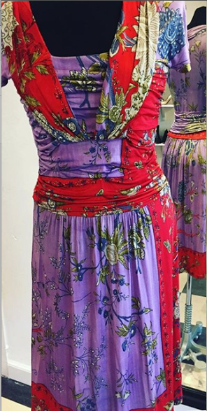 Etro Multicolor Printed Midi Dress in Purple and Red