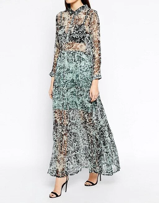 Ganni Field Flower Maxi Dress in Blue
