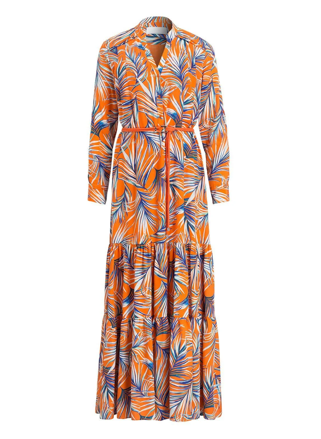 Hugo Boss Dellisi Maxi Dress in Red Leaf Print
