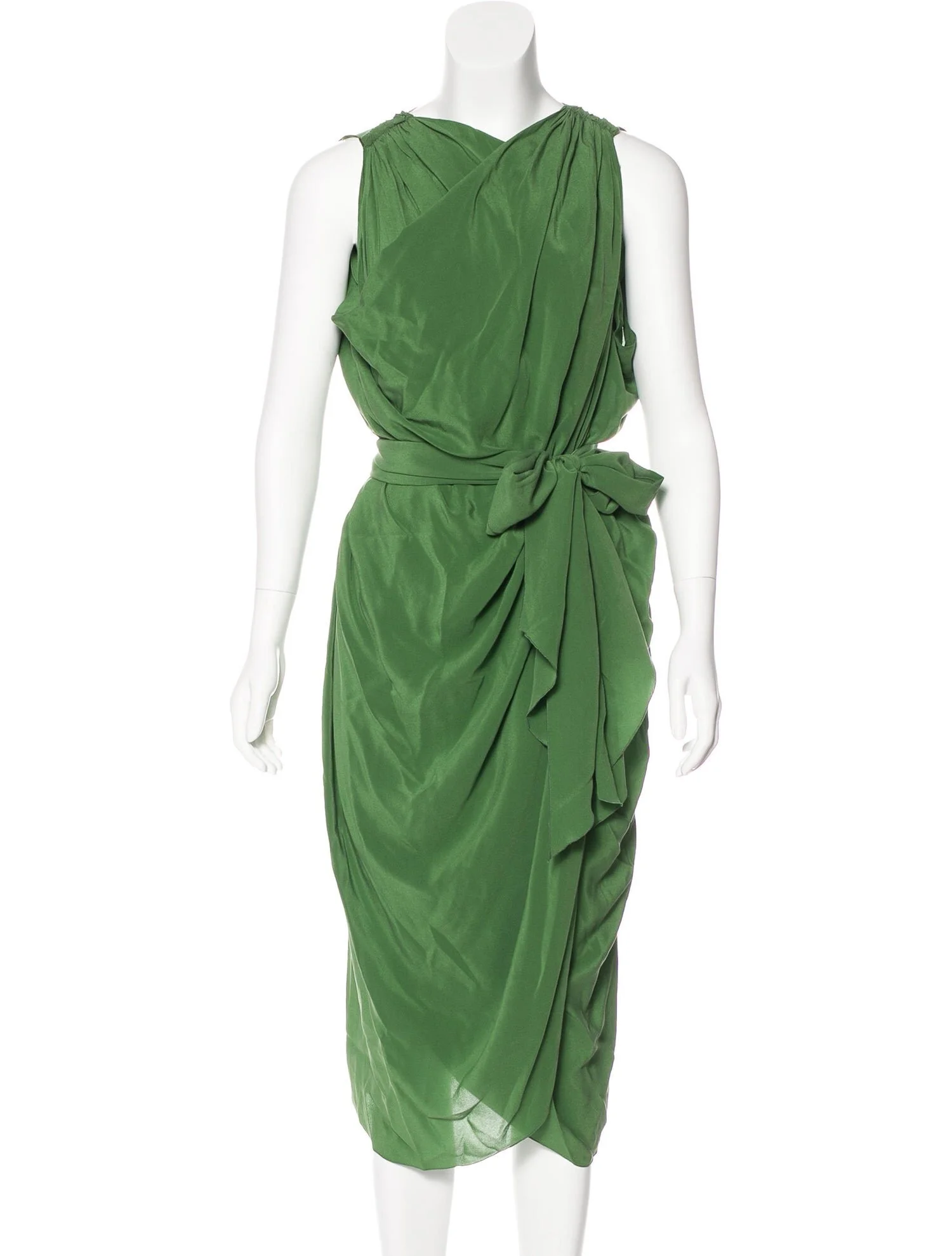 Lanvin Draped Silk Midi Dress in Blue