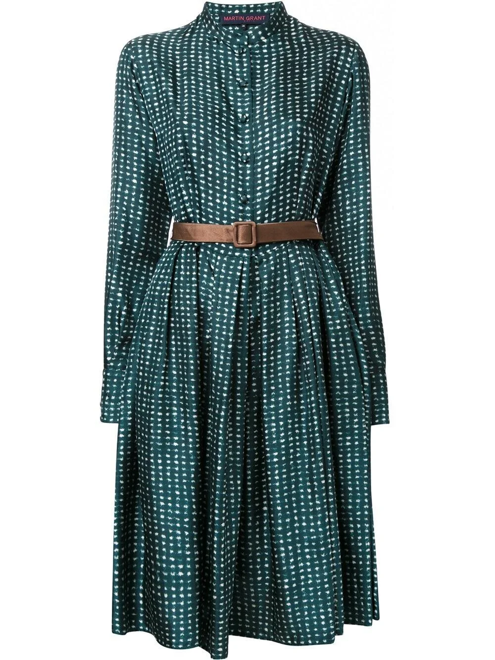 Martin Grant Printed Buttoned Dress in Green
