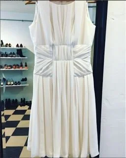 Paule Ka Sleeveless Pleated Dress in White