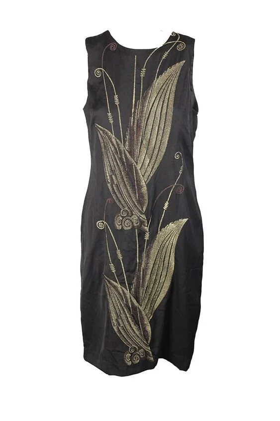 Ralph Lauren Embroidered Jacquard Shift Dress in Black