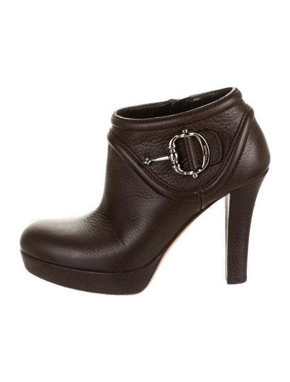 Gucci Hasler Horsebit Ankle Booties in Brown Leather — UFO No More